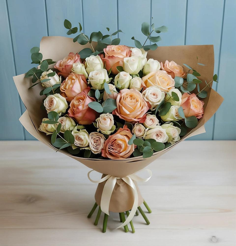 Букет цветов из: Альстромерии и Розы в Гончарку