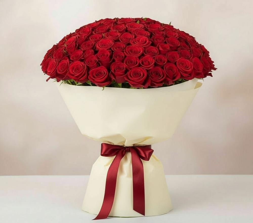Букет 101 Красная роза Милано в Гончарку