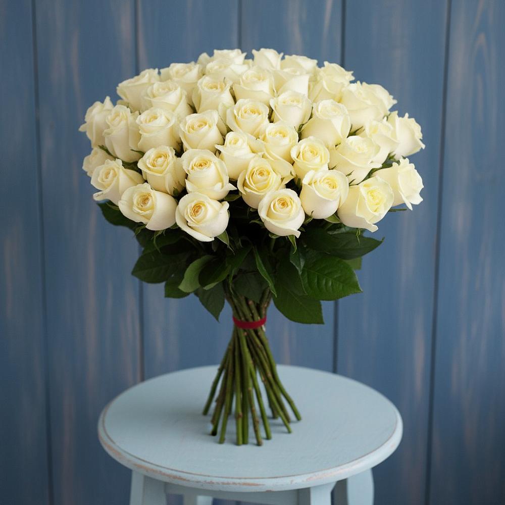 Букет 51 Белая роза Эдлесс Лав в Гончарку