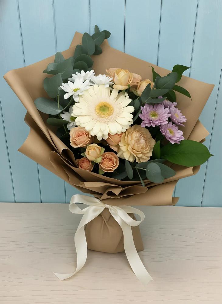 Букет цветов из: Герберы и Хризантемы в Гончарку