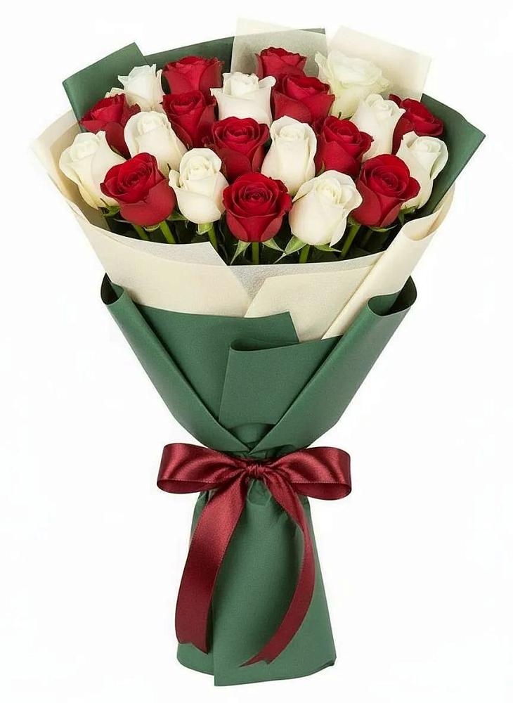 Букет Микс из красных и белых роз в Гончарку