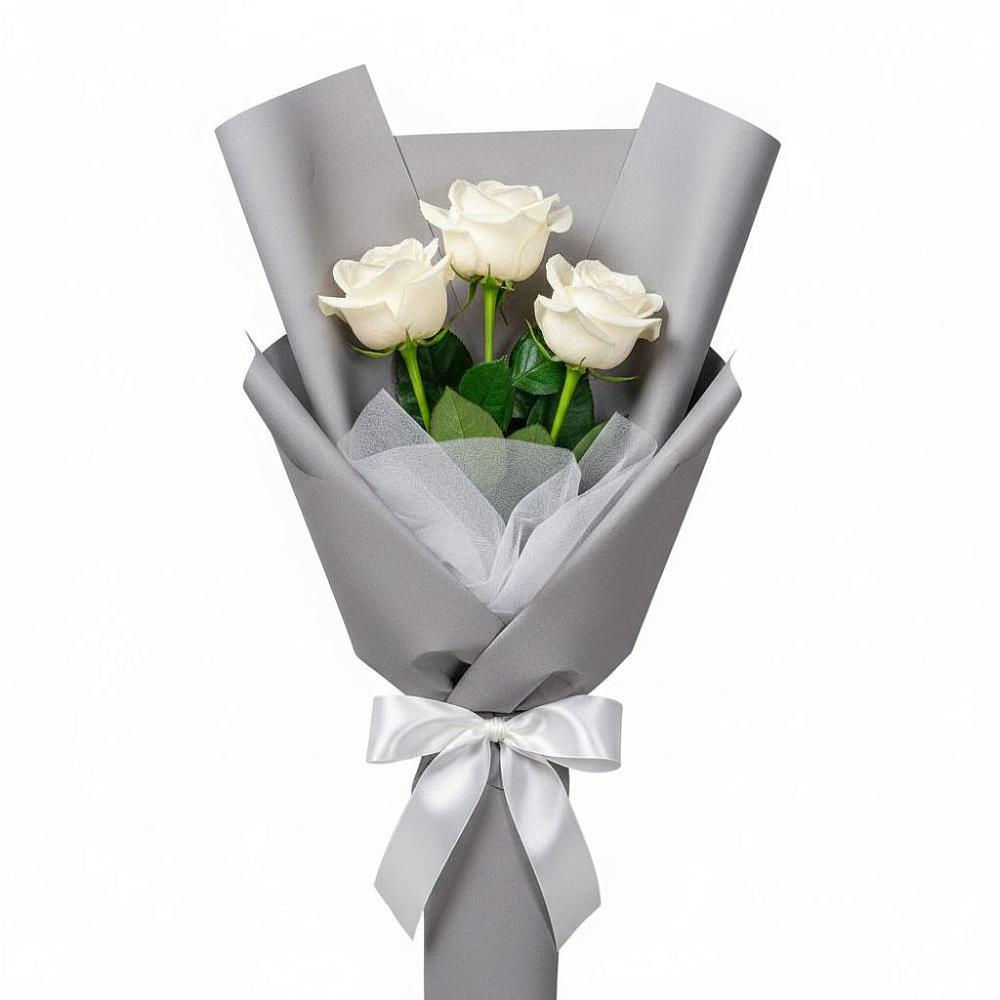 Букет 3 белые розы в Гончарку