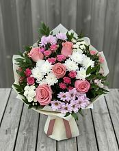 Букет цветов из:  Альстромерии, Гвоздики, Розы и Хризантемы #REPLACE_PRED# Гончарку