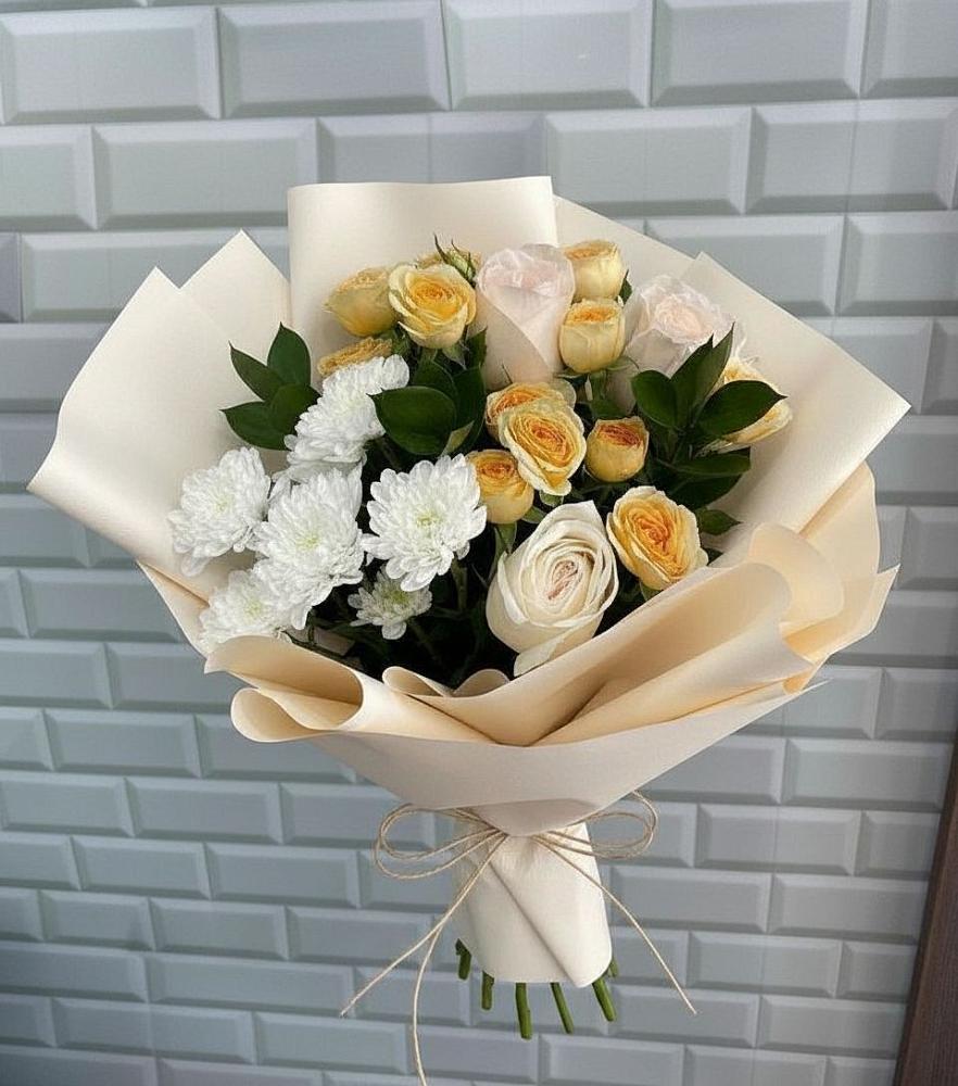 Букет цветов из: Розы и Хризантемы в Гончарку