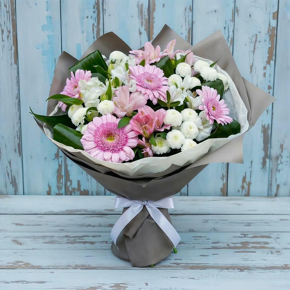 Букет цветов из: Герберы, Альстромерии и Хризантемы в Гончарку