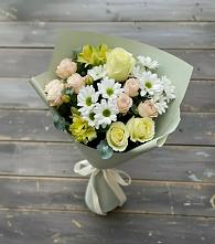 Букет цветов из:  Альстромерии, Розы и Хризантемы в Гончарку