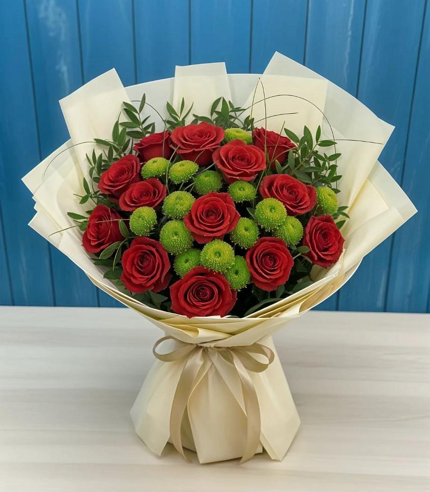 Букет цветов из: Розы и Хризантемы в Гончарку